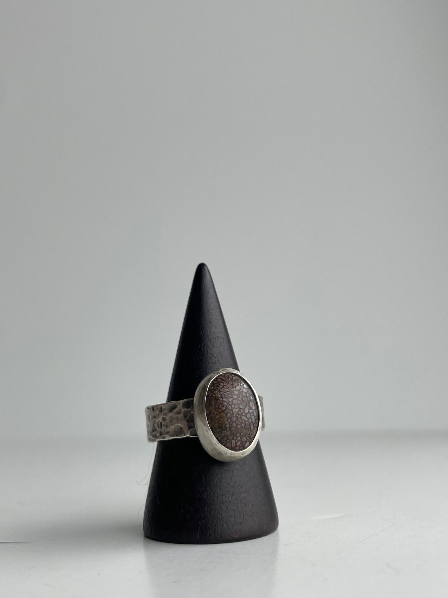 Dinosaur Bone and Sterling Ring - US 8.25