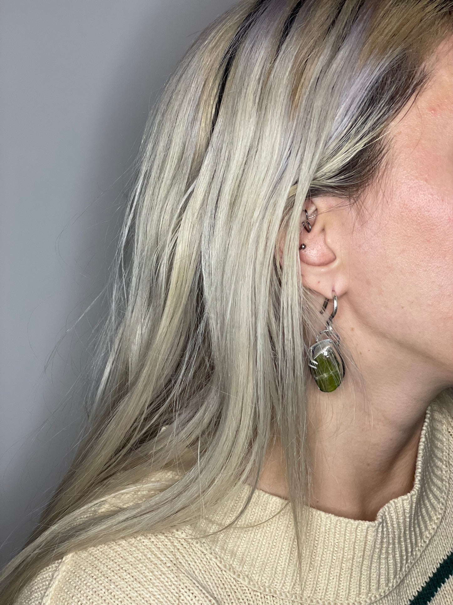 Tourmaline and Sterling Ear Weights