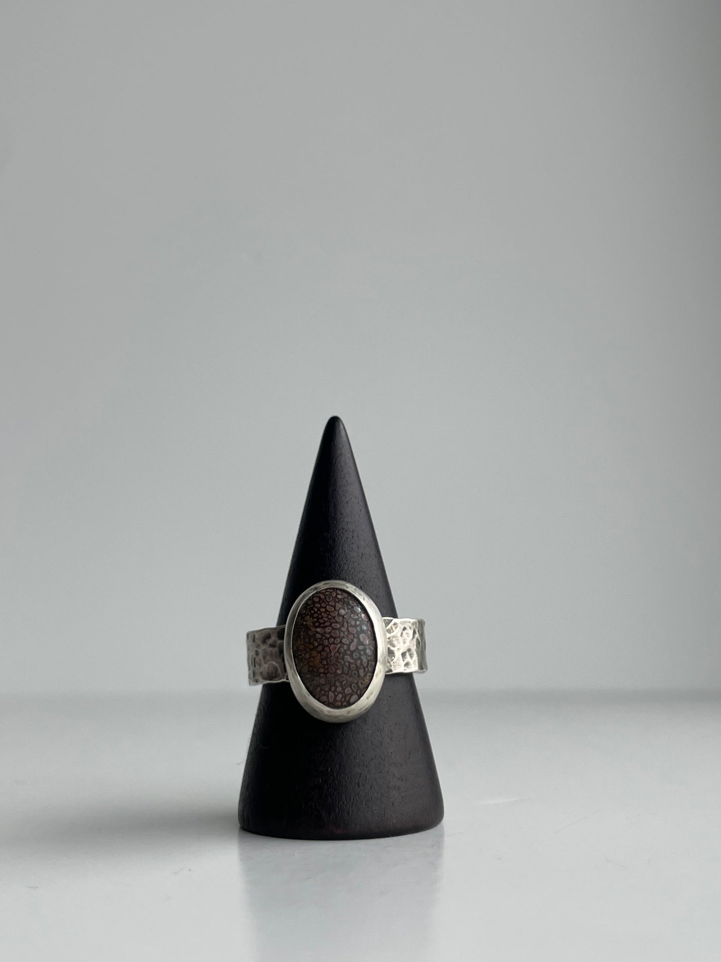 Dinosaur Bone and Sterling Ring - US 8.25