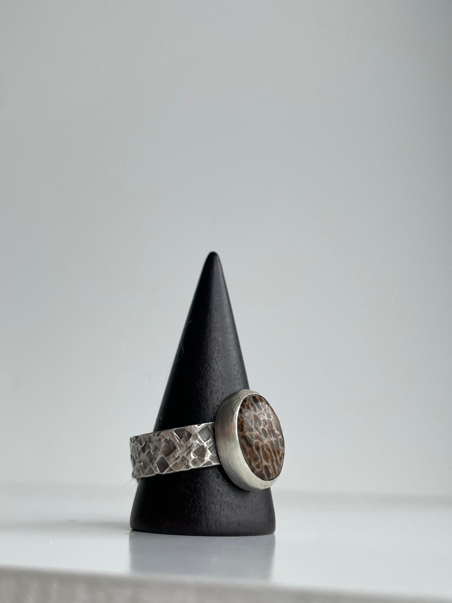 Dinosaur Bone and Sterling Ring - US 11.25