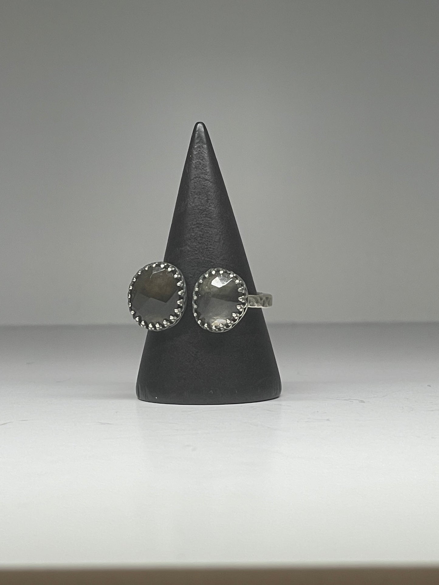 Faceted Smokey Quartz and Sterling Doublet Ring - US 8