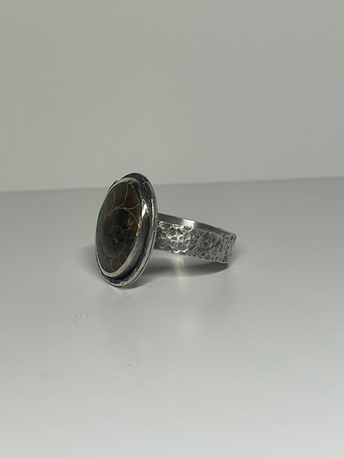 Ammonite and Sterling Ring - US 11