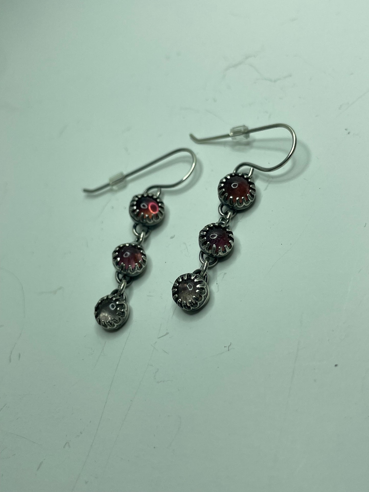 Pink Tourmaline and Sterling Dangles