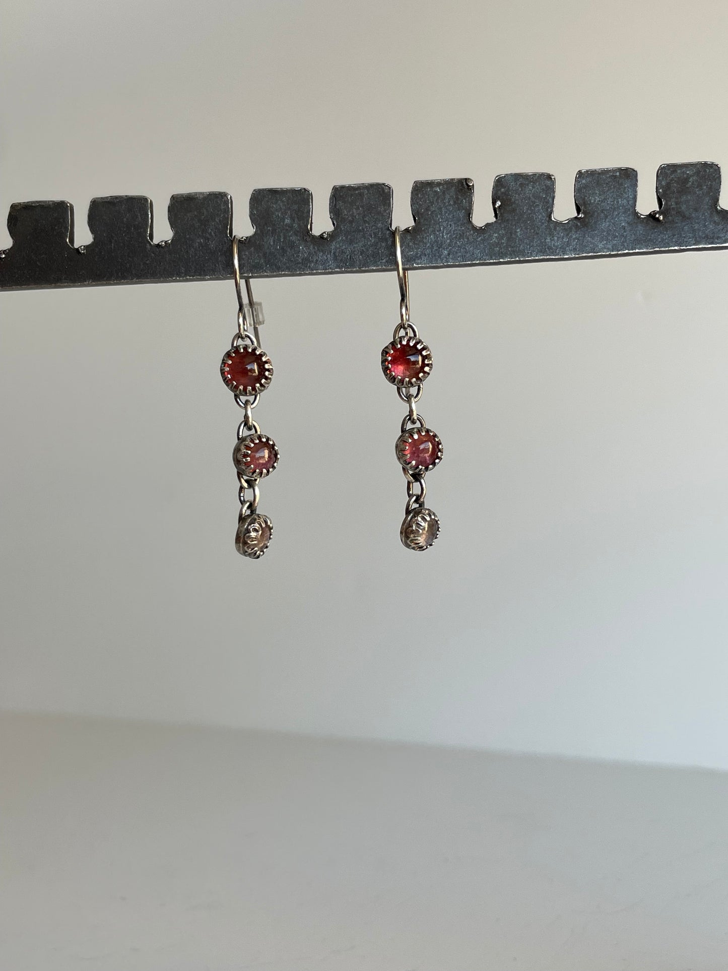Pink Tourmaline and Sterling Dangles