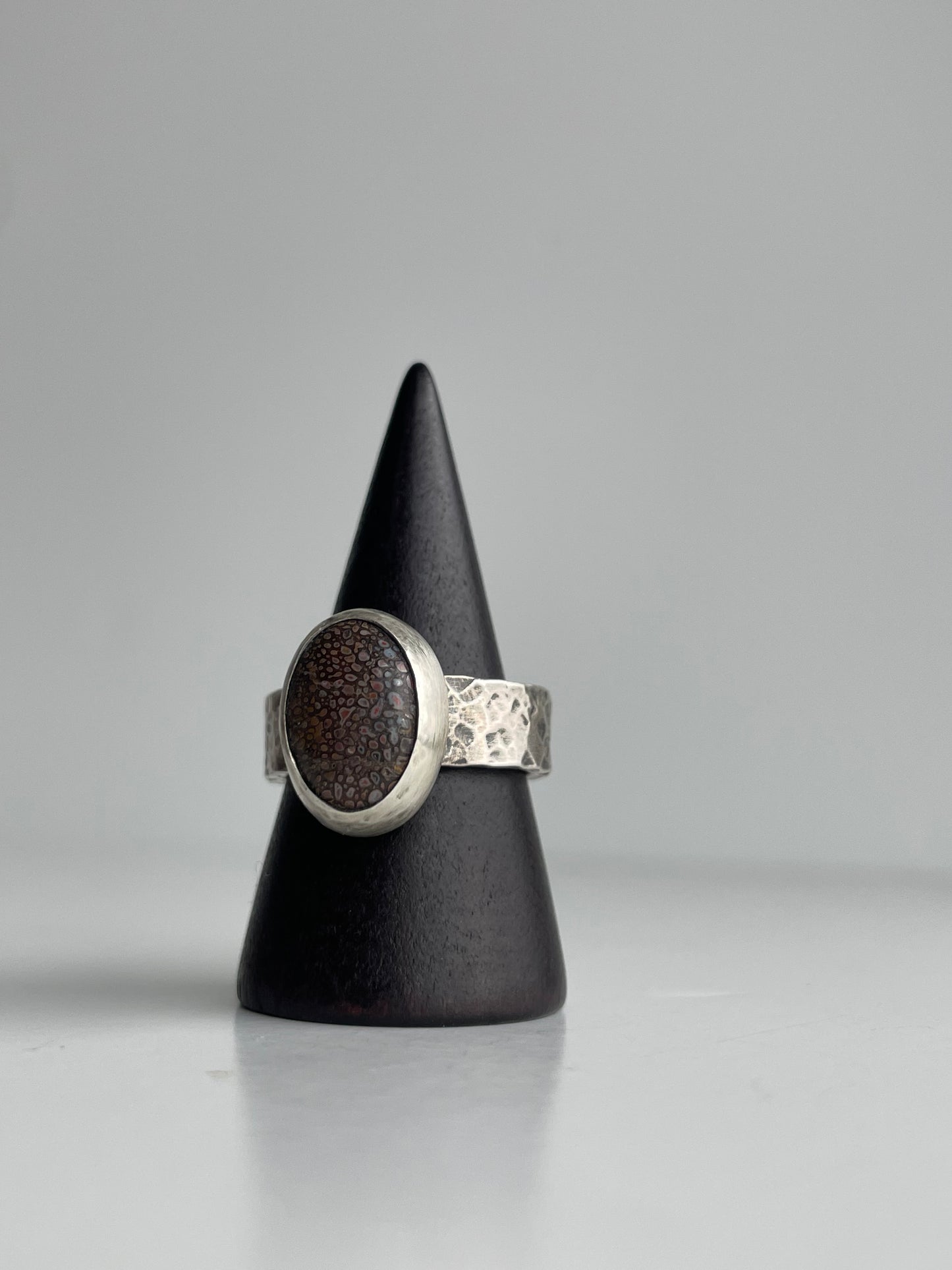 Dinosaur Bone and Sterling Ring - US 8.25