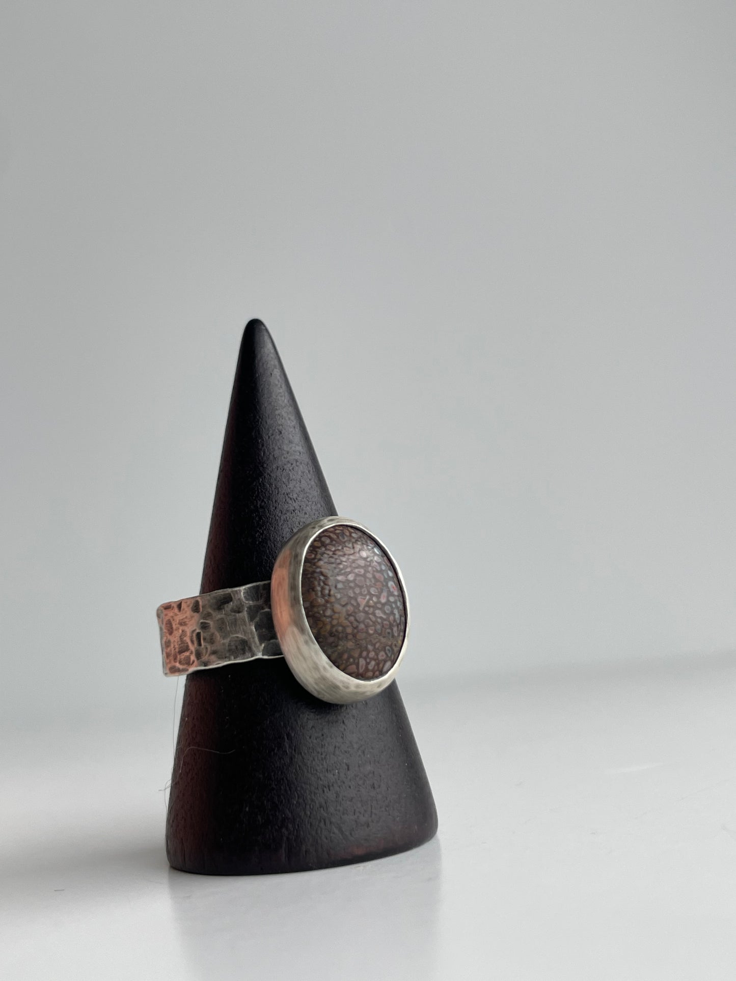 Dinosaur Bone and Sterling Ring - US 8.25