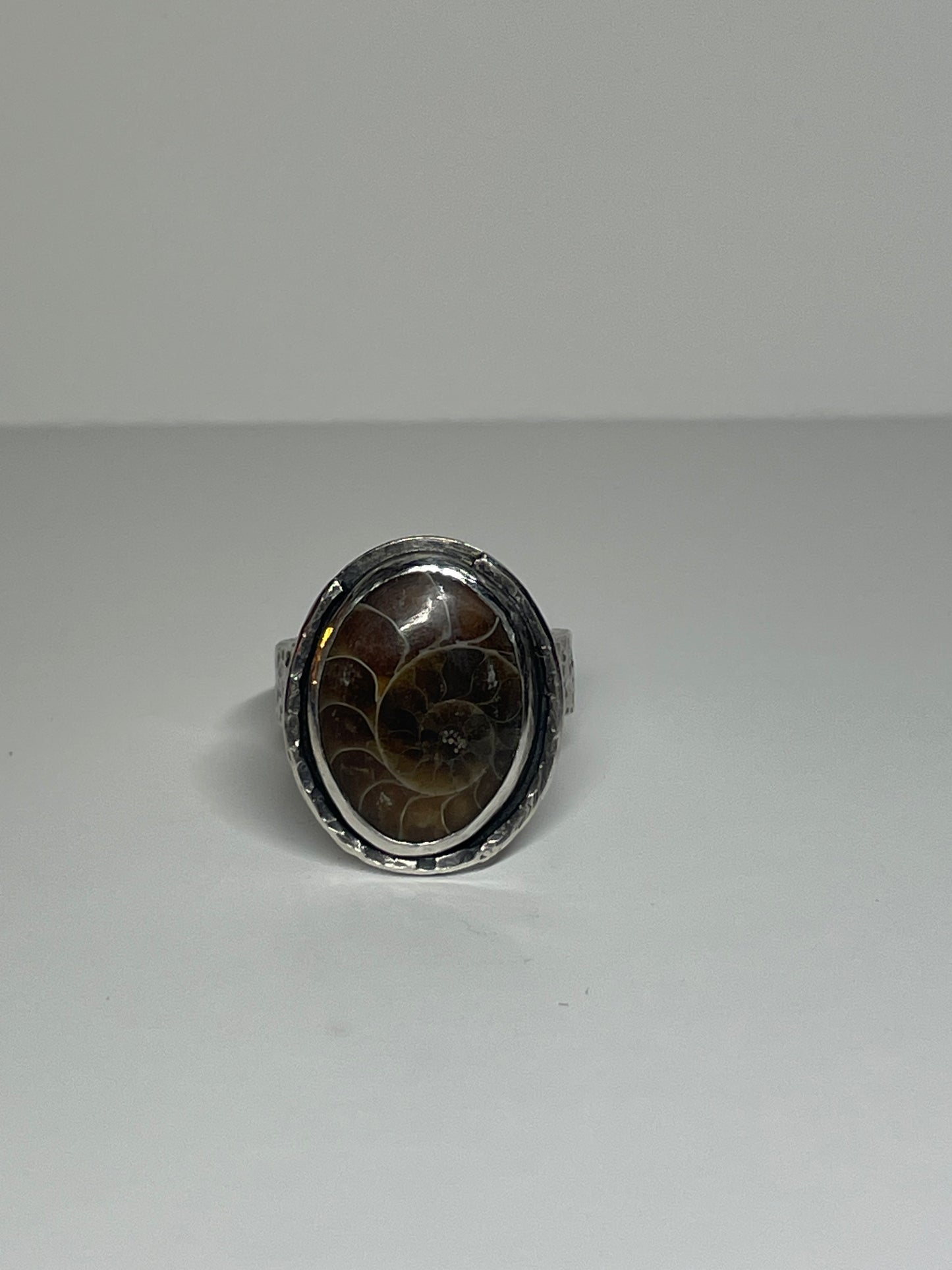 Ammonite and Sterling Ring - US 11