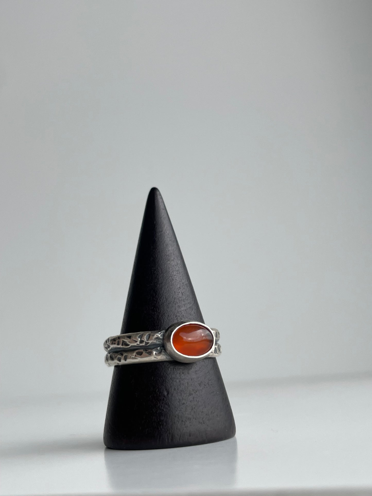 Carnelian Agate and Sterling Ring - US 9.5