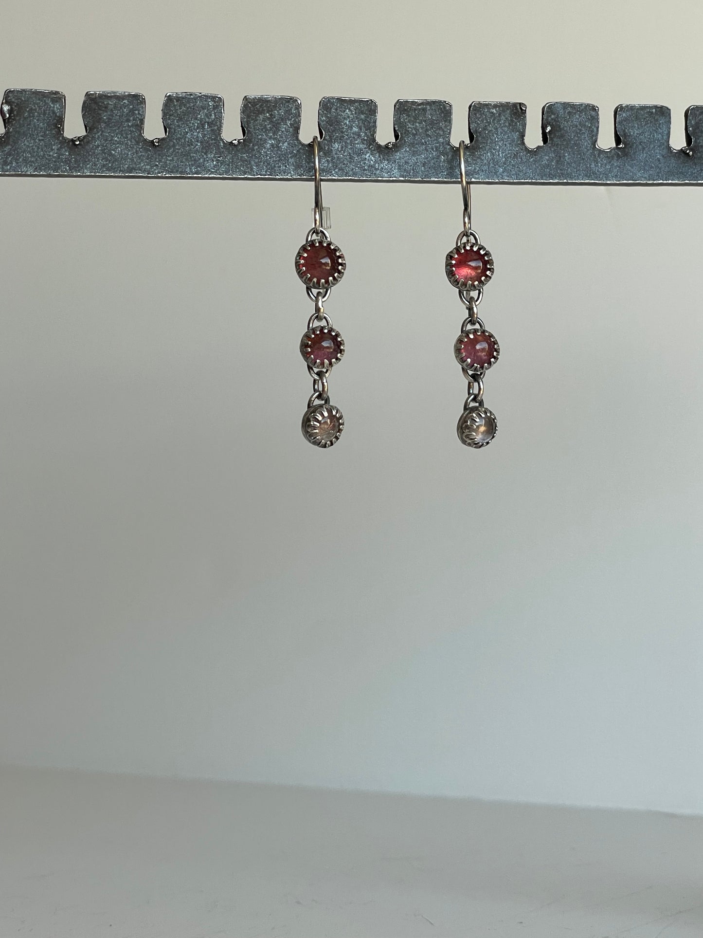 Pink Tourmaline and Sterling Dangles