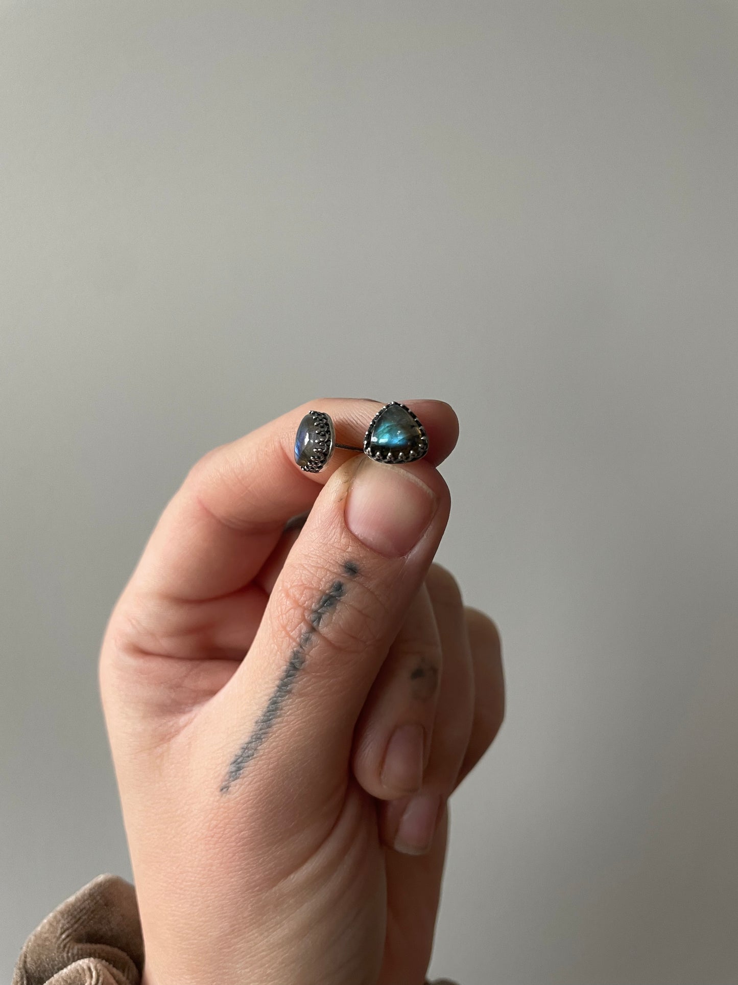 Labradorite and Sterling Studs