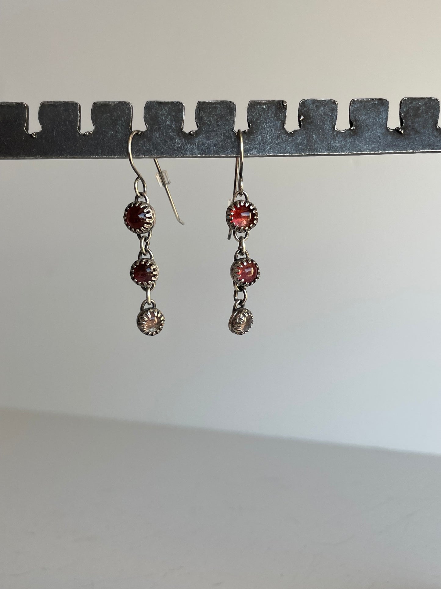 Pink Tourmaline and Sterling Dangles