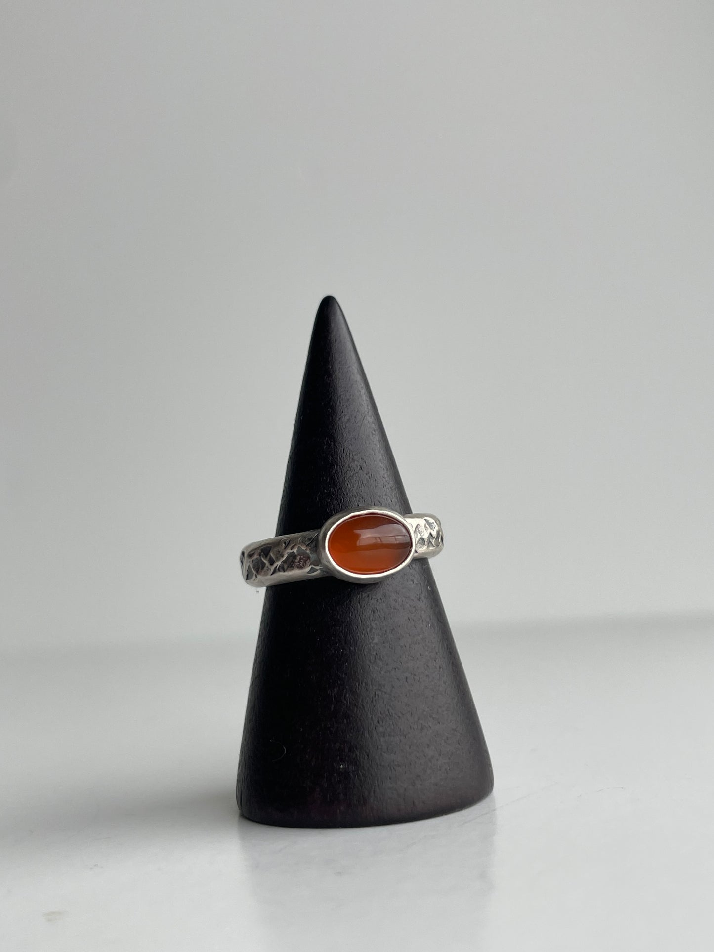 Carnelian Agate and Sterling Ring - US 5.5