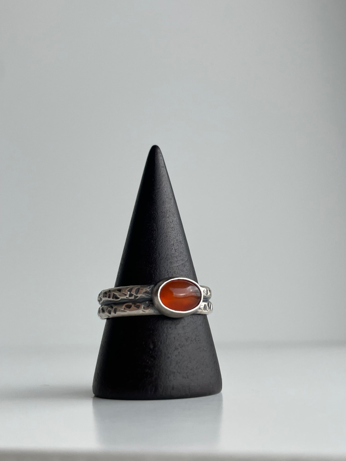 Carnelian Agate and Sterling Ring - US 9.5