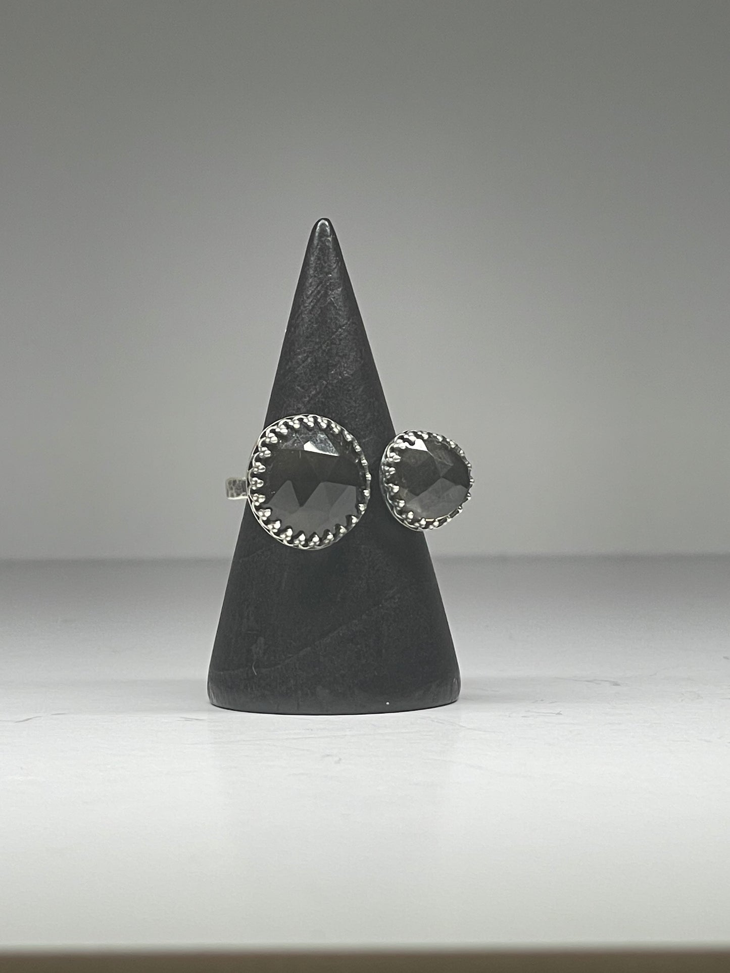 Faceted Smokey Quartz and Sterling Doublet Ring - US 6