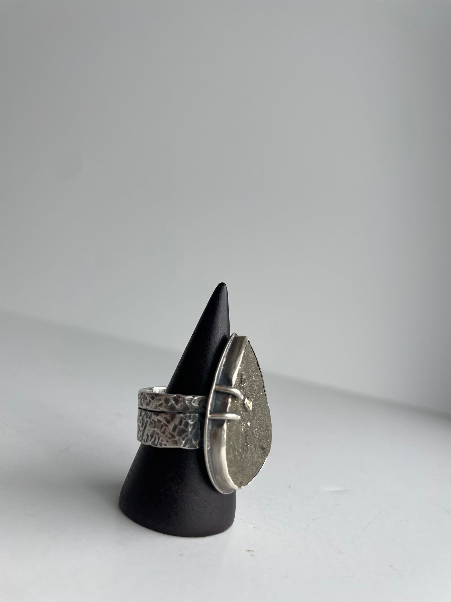 Druzy Pyrite and Sterling Ring - US 8.25
