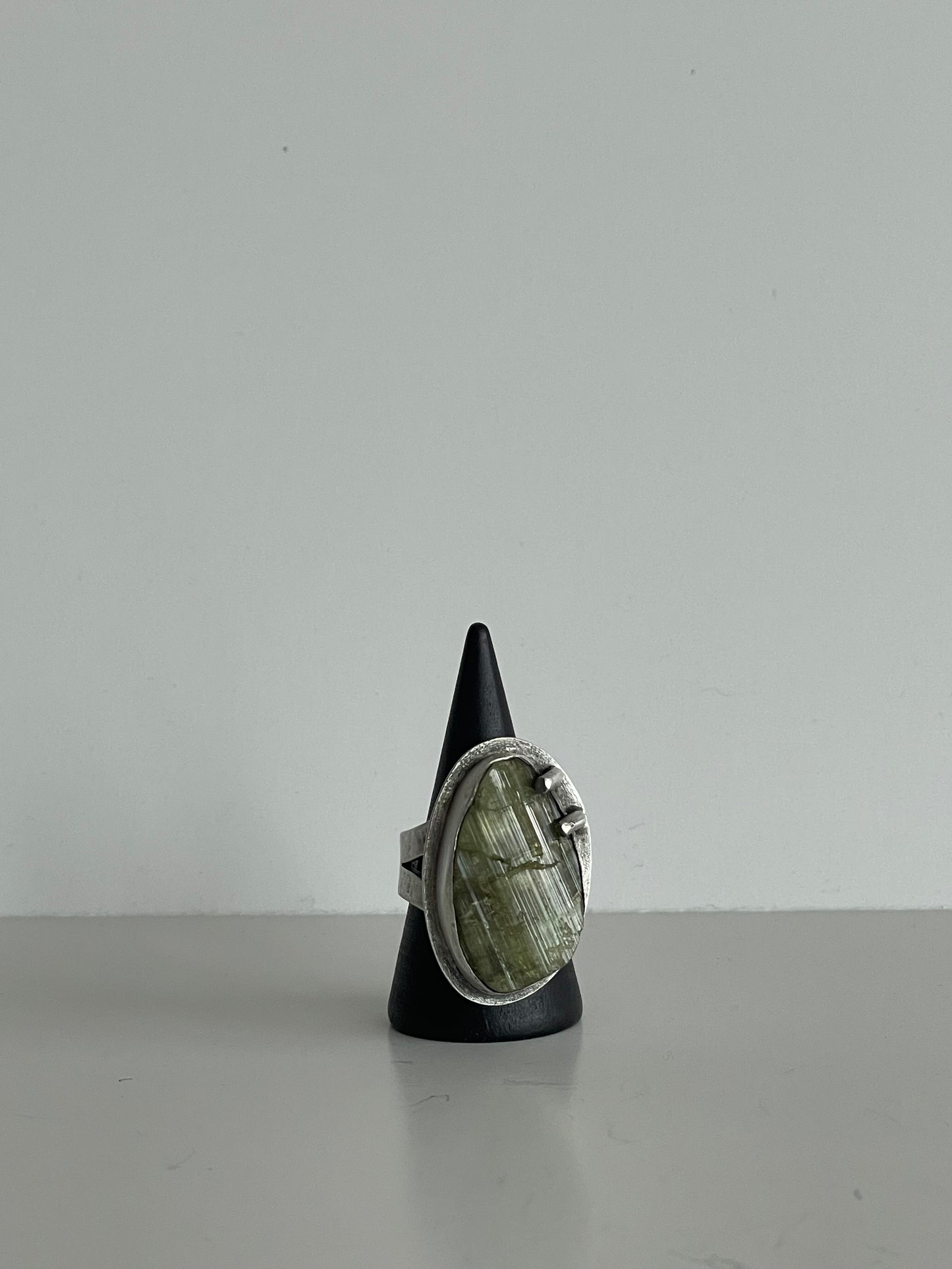 Green Tourmaline and Sterling Ring - US 8.5