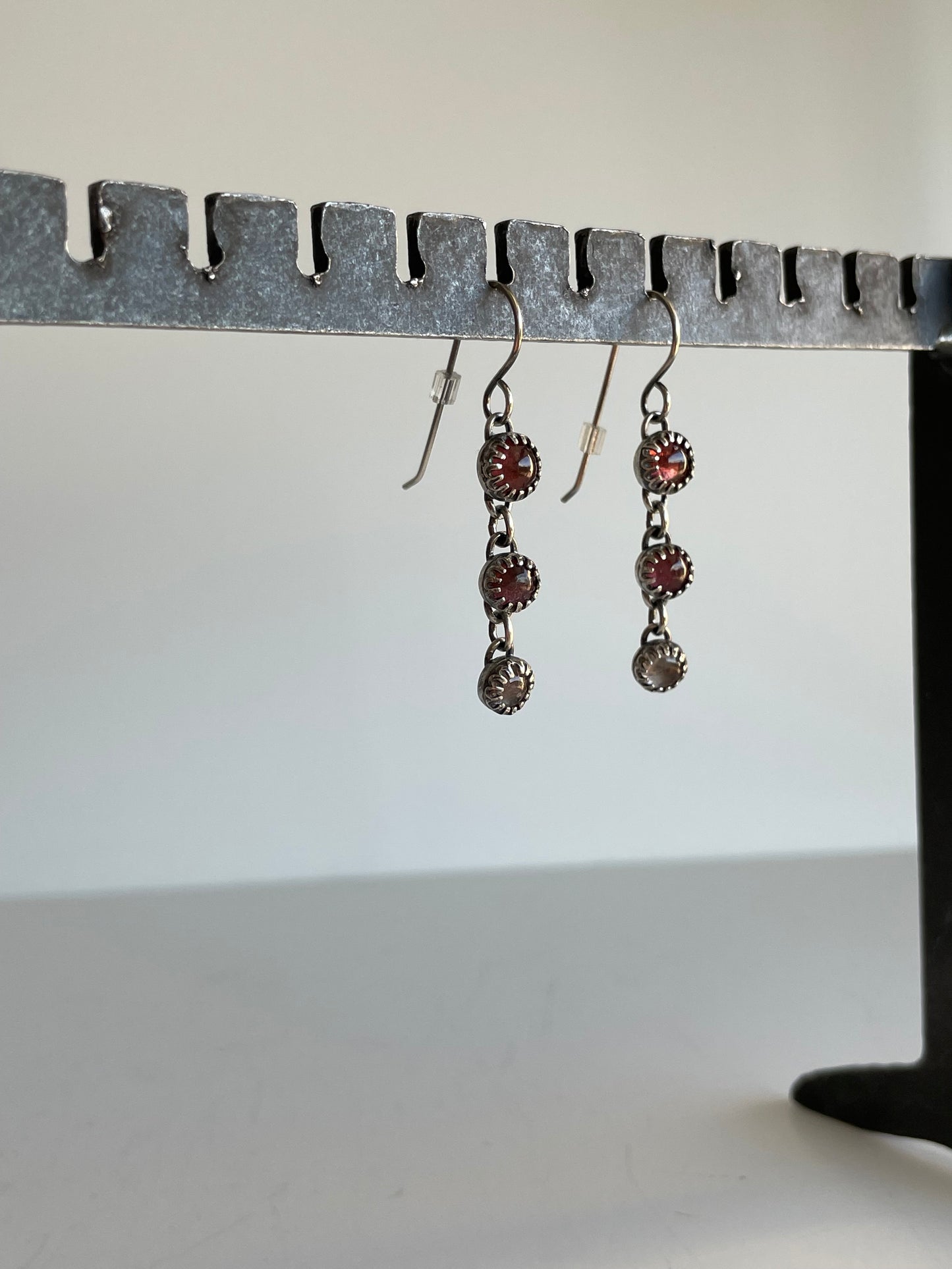 Pink Tourmaline and Sterling Dangles