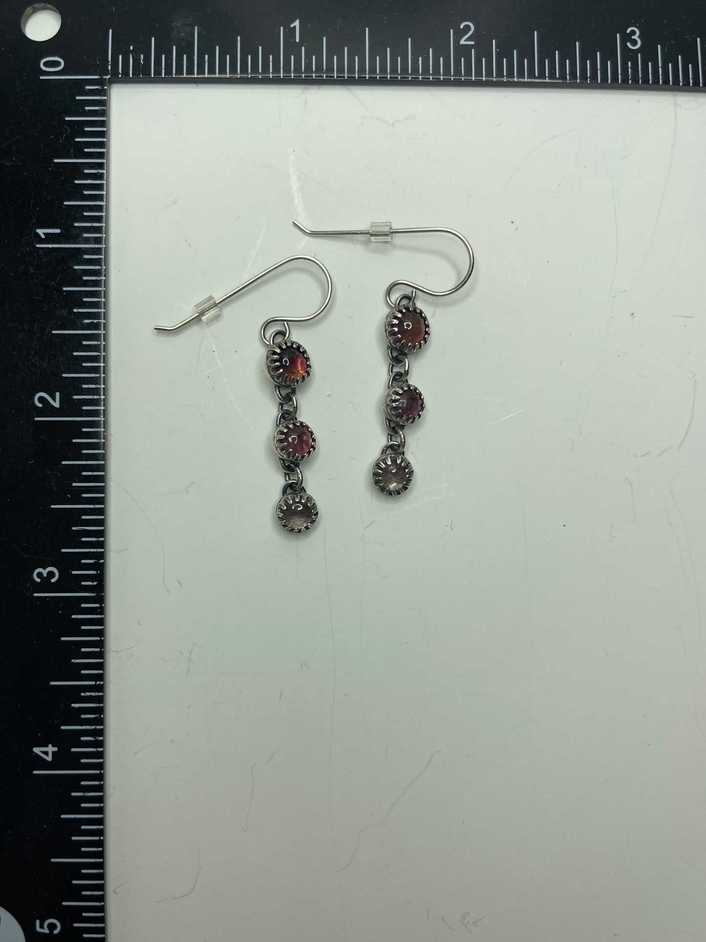 Pink Tourmaline and Sterling Dangles