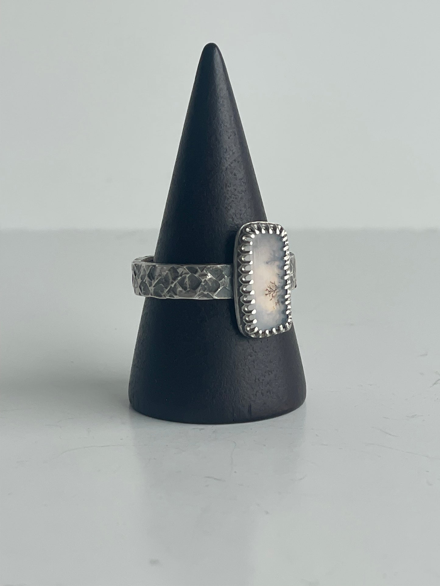 Dendritic Agate and Sterling Ring - US 9.5