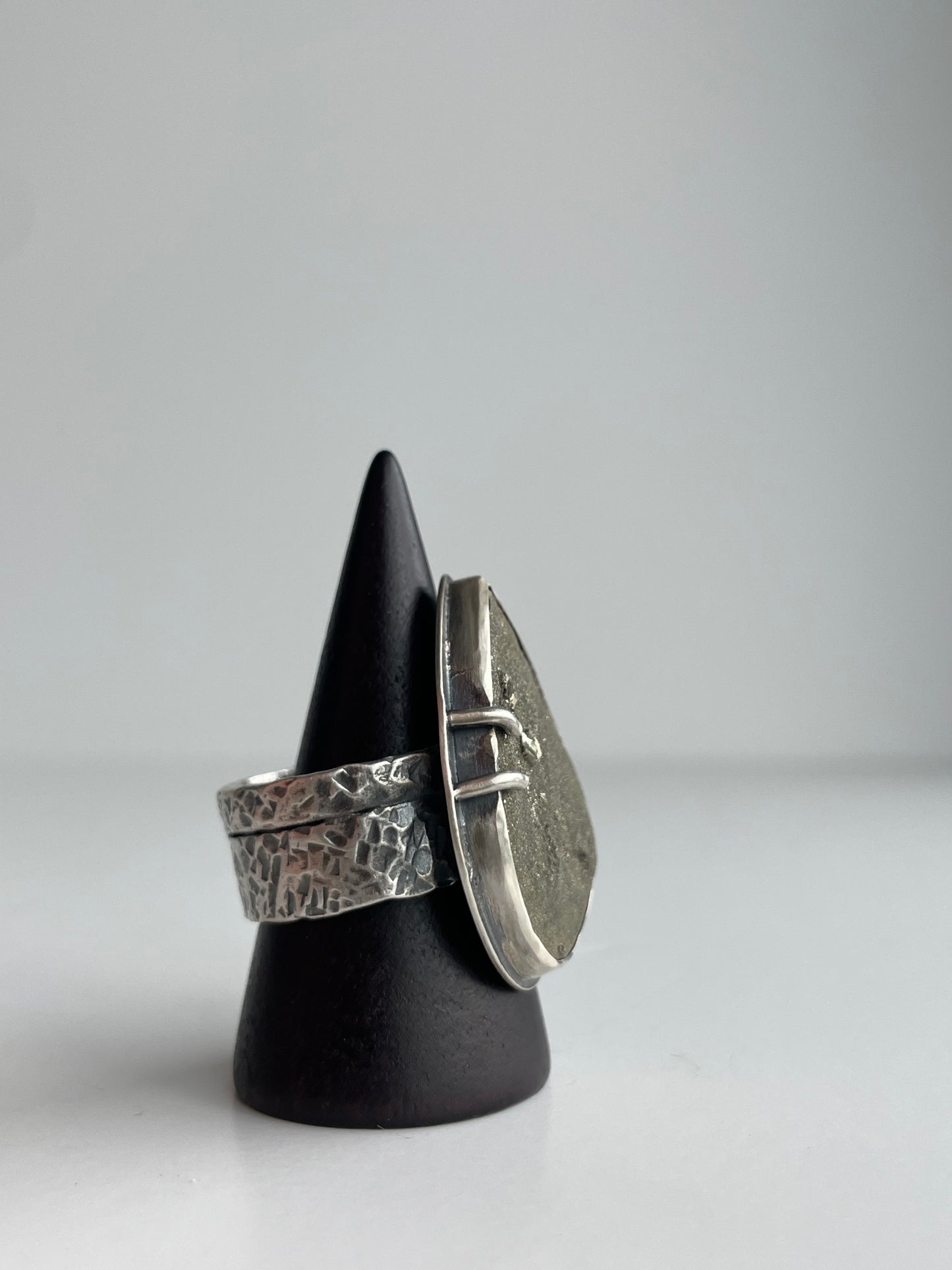 Druzy Pyrite and Sterling Ring - US 8.25