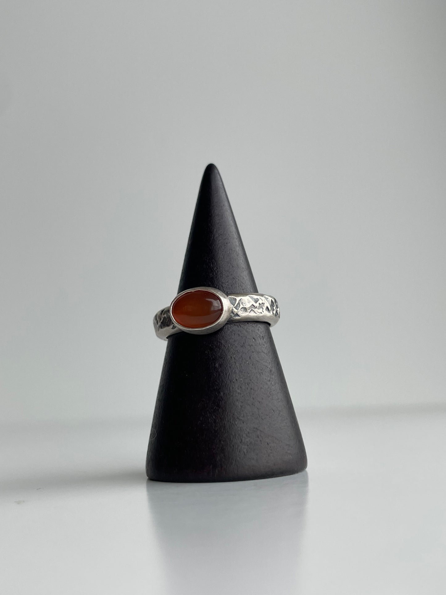Carnelian Agate and Sterling Ring - US 5.5