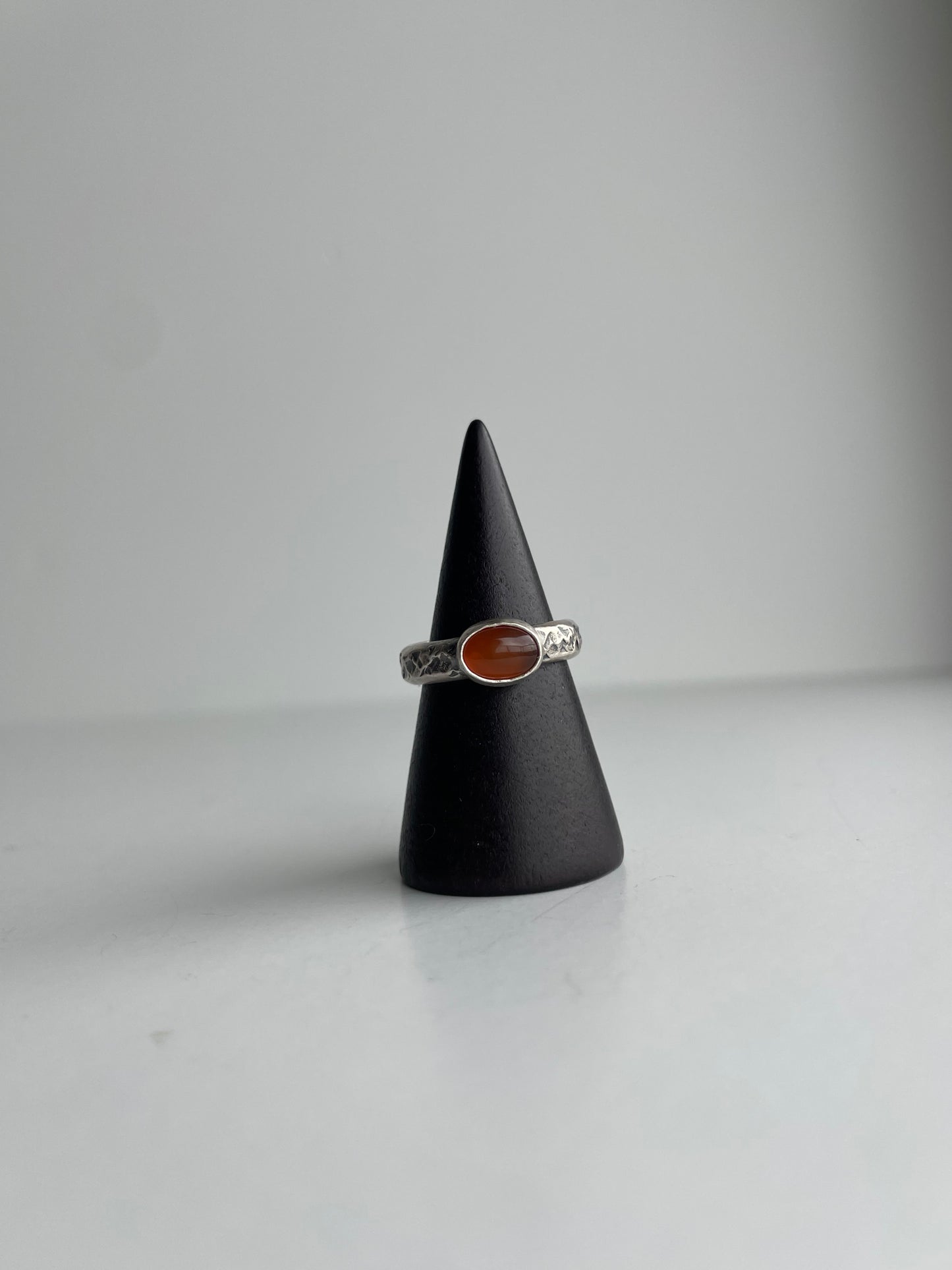 Carnelian Agate and Sterling Ring - US 5.5