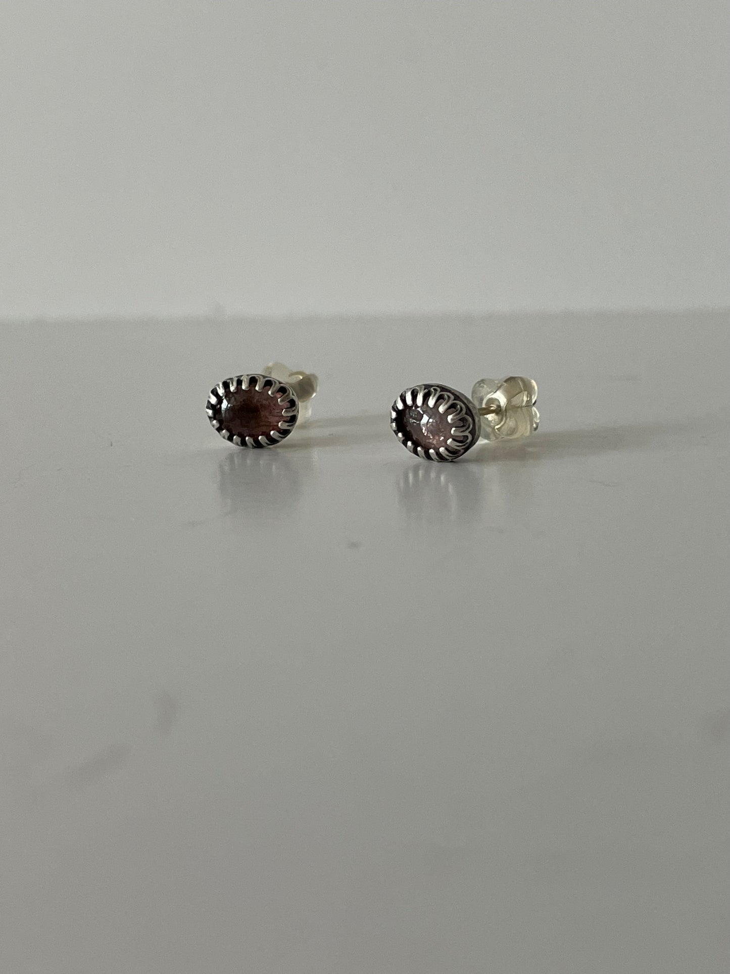 Pink Tourmaline and Sterling Studs