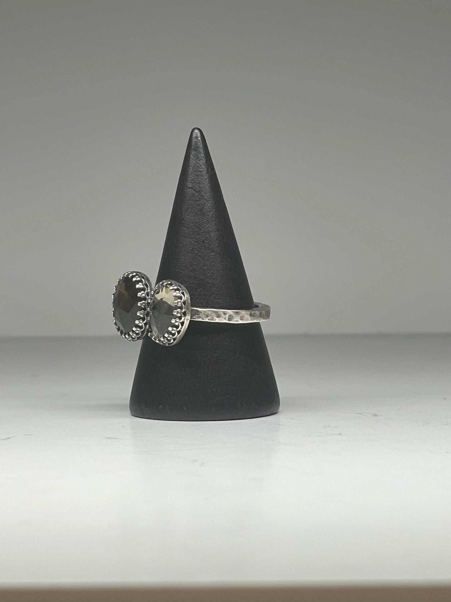 Faceted Smokey Quartz and Sterling Doublet Ring - US 8