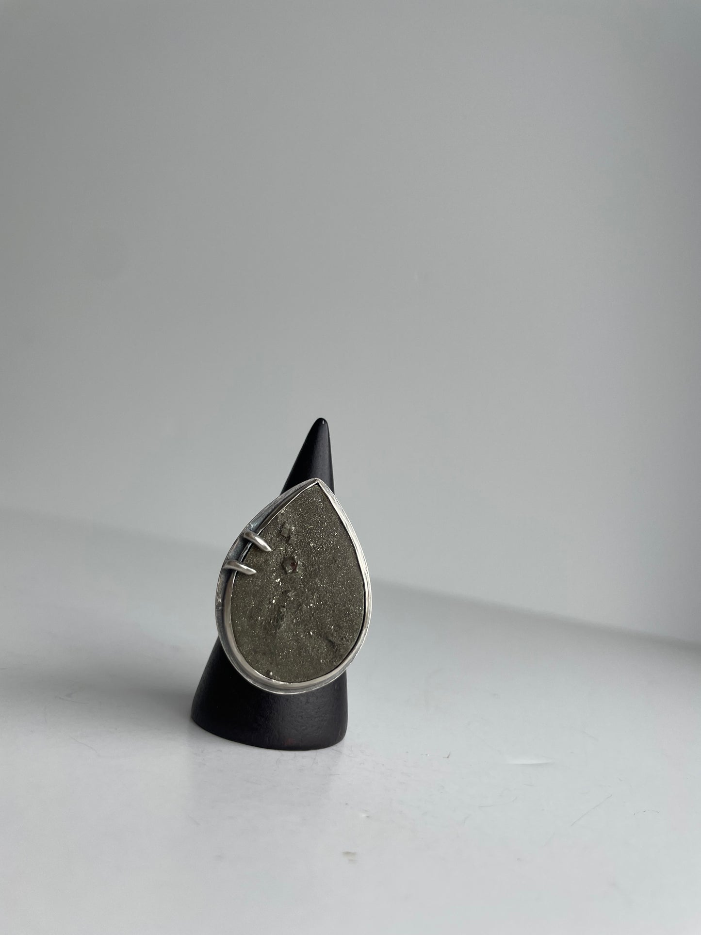 Druzy Pyrite and Sterling Ring - US 8.25