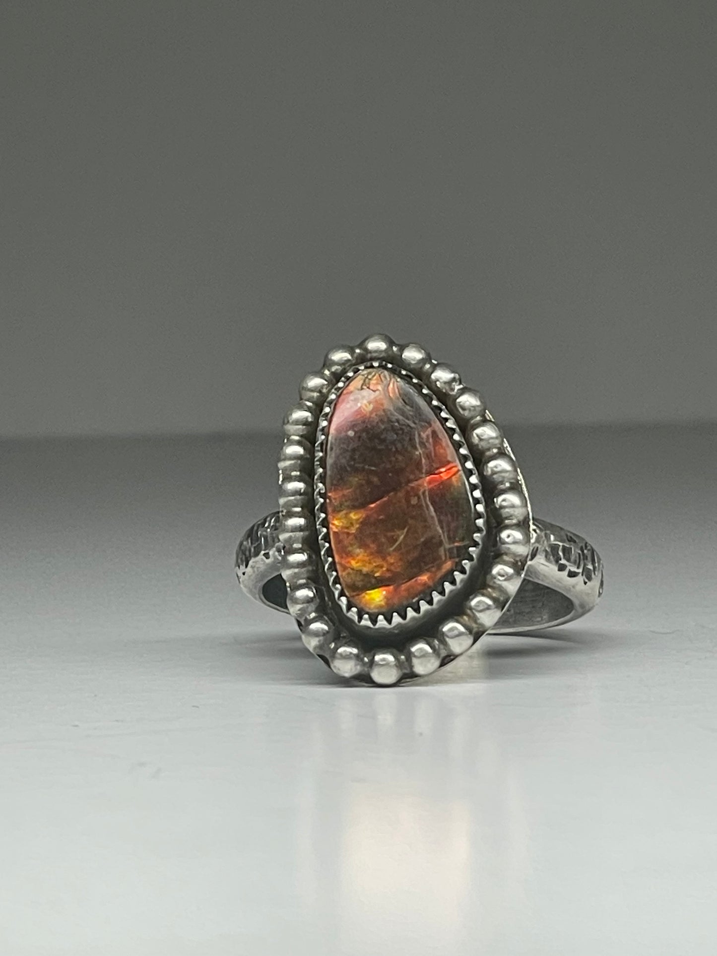 Ammolite and Sterling Ring - US 11