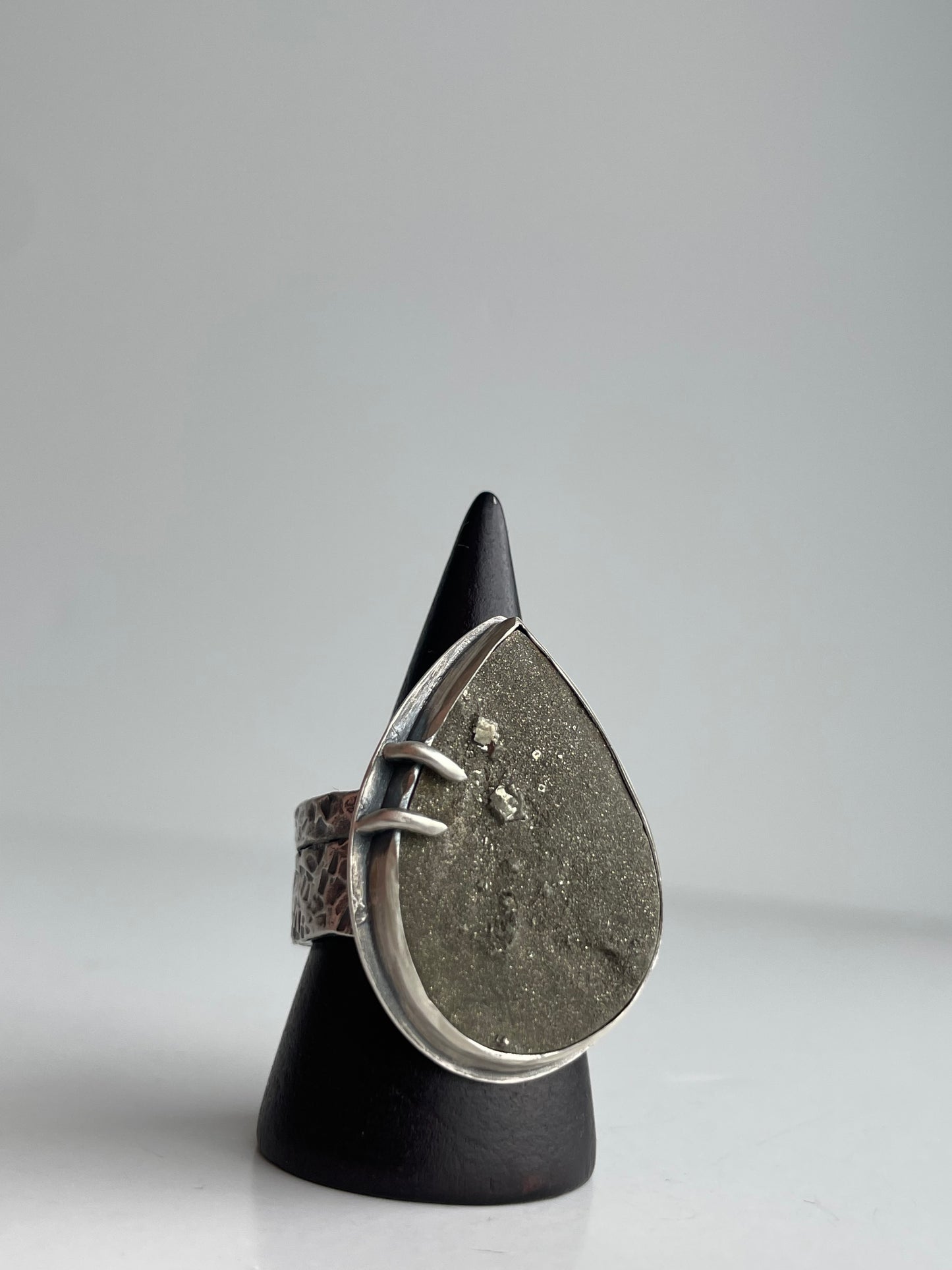 Druzy Pyrite and Sterling Ring - US 8.25