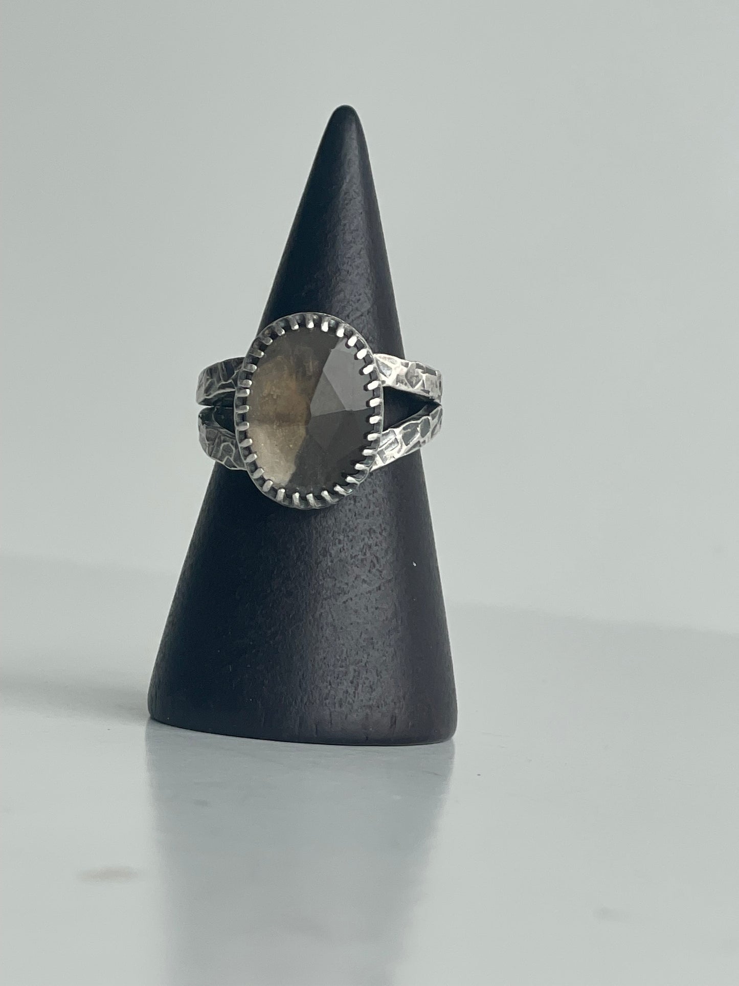 Smoky Quartz and Sterling Ring - US 4.5