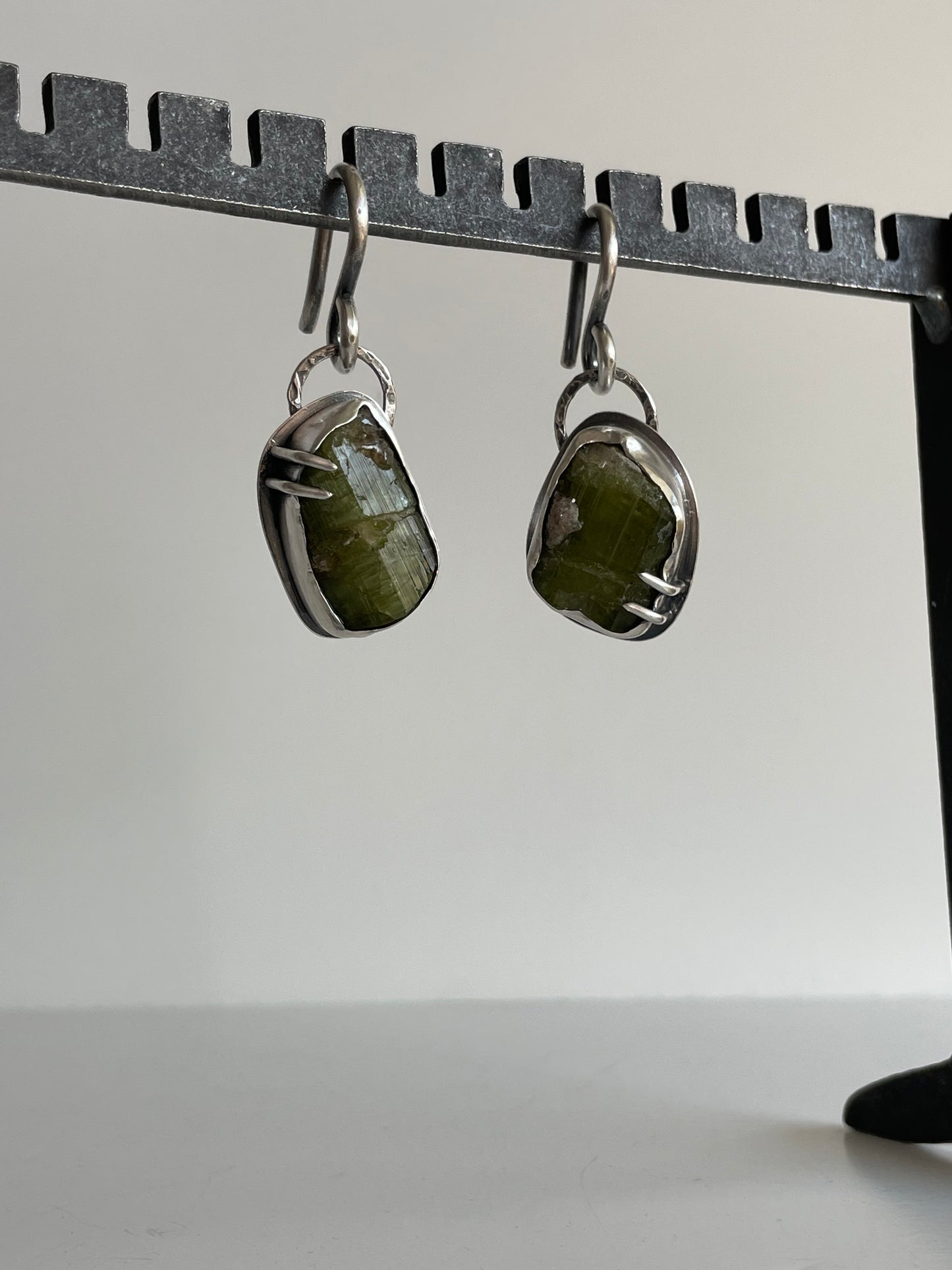 Tourmaline and Sterling Ear Weights