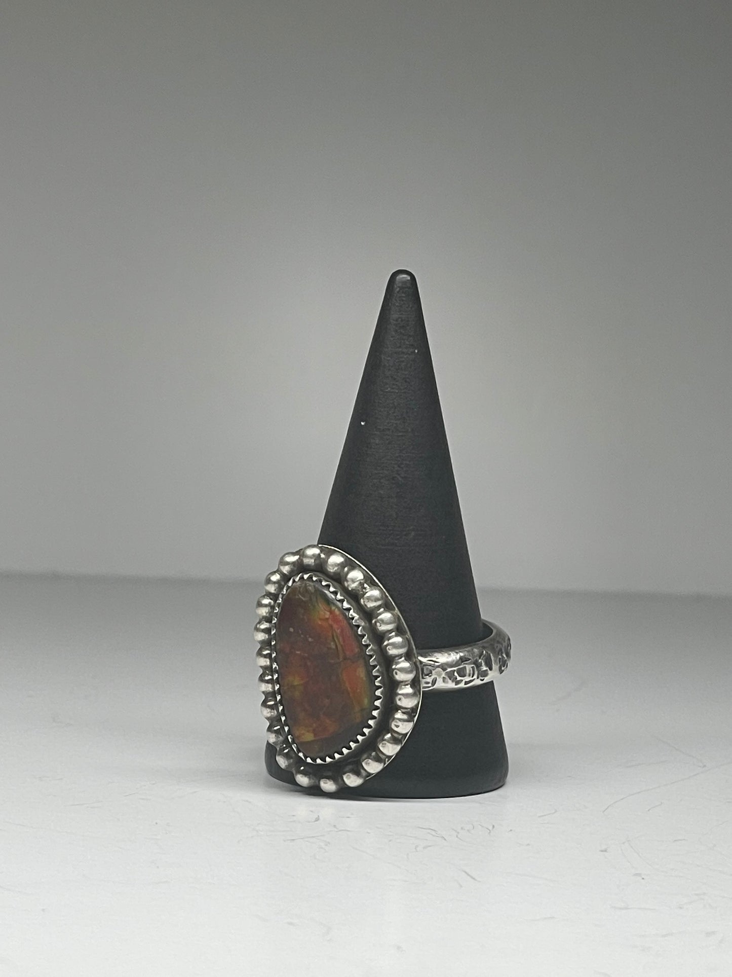 Ammolite and Sterling Ring - US 11