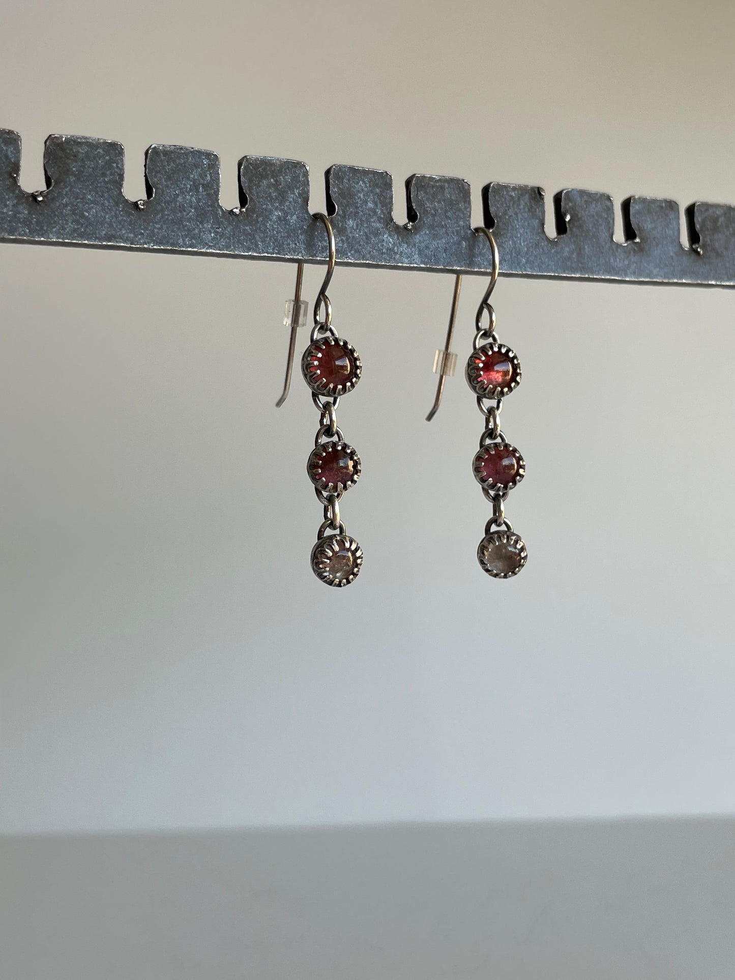Pink Tourmaline and Sterling Dangles