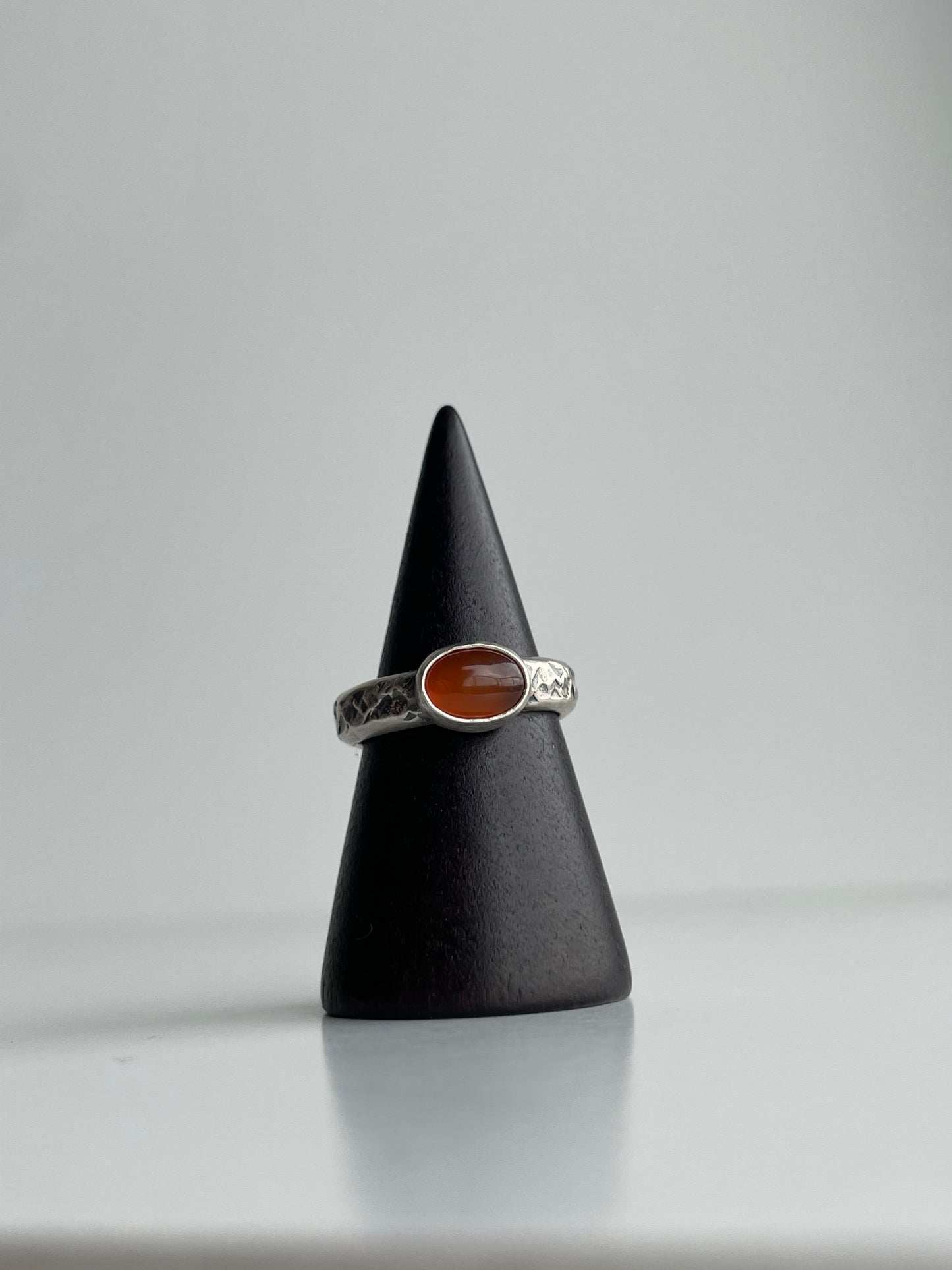 Carnelian Agate and Sterling Ring - US 5.5