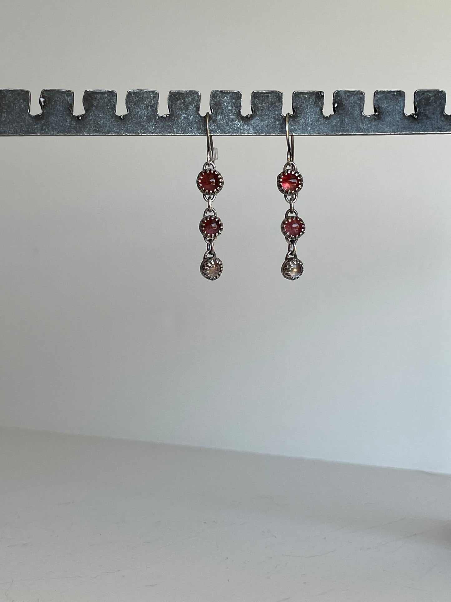 Pink Tourmaline and Sterling Dangles
