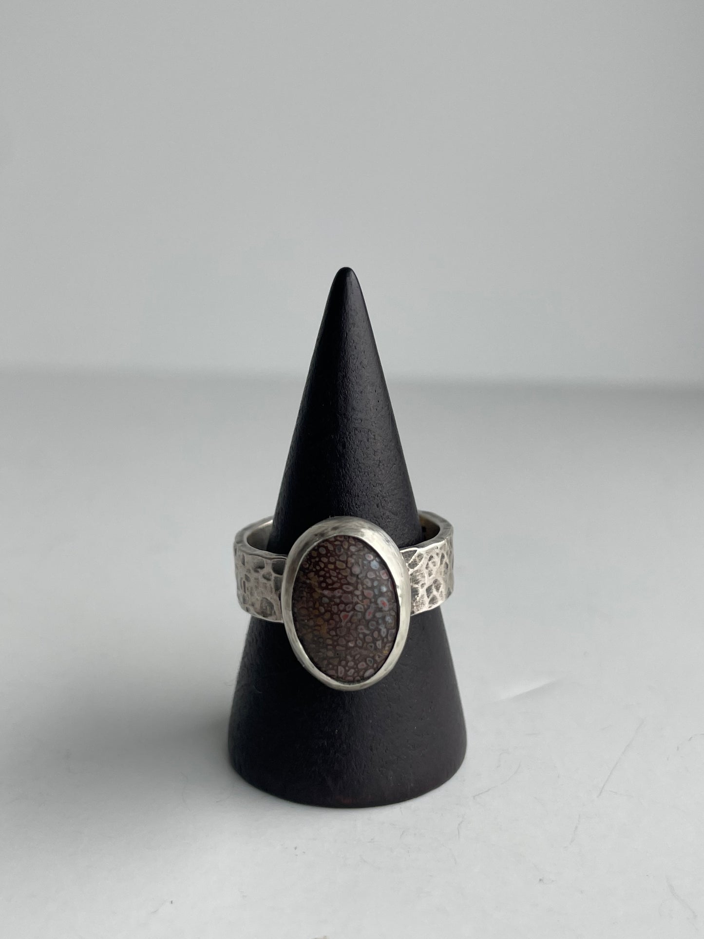 Dinosaur Bone and Sterling Ring - US 8.25