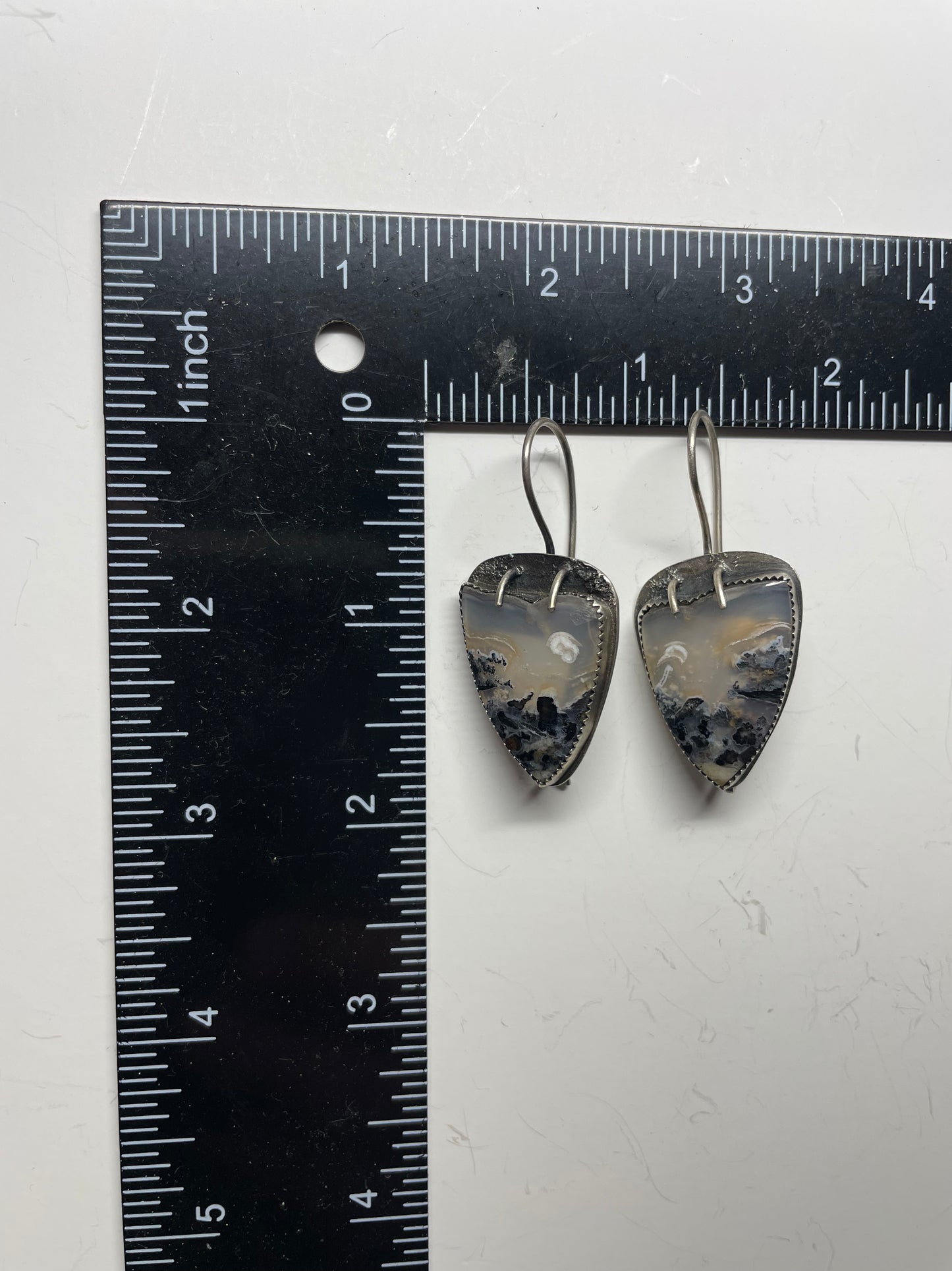 Druzy Opalized Moss and Sterling Dangles