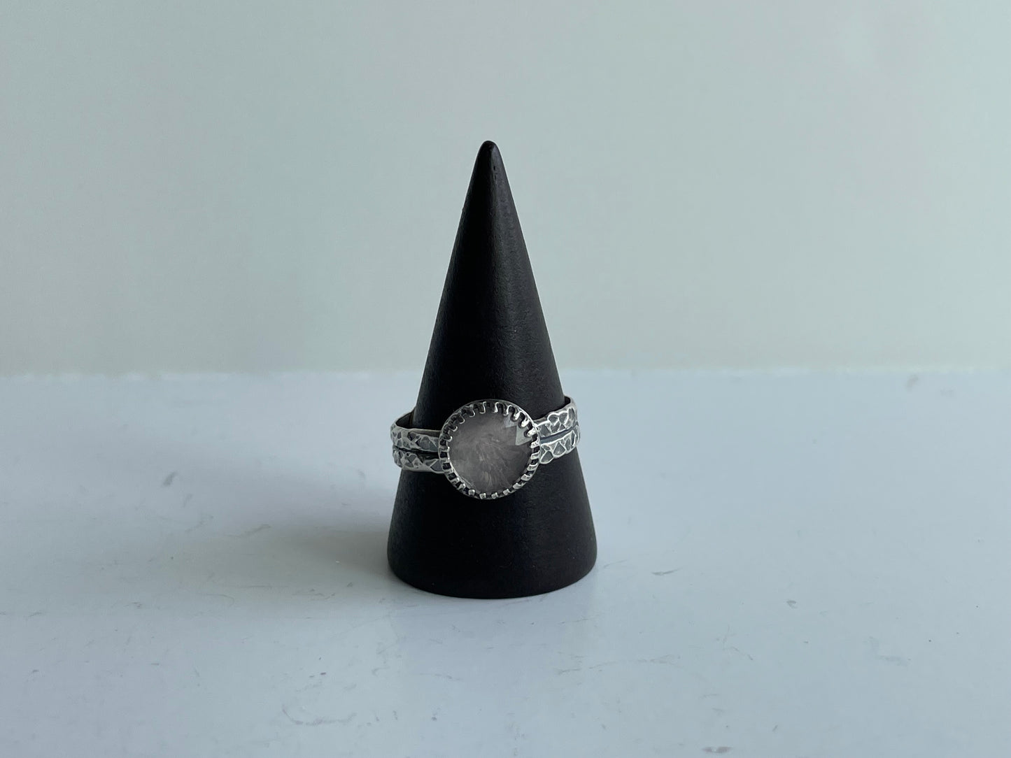 Rose Quartz and Sterling Ring - US 9.5