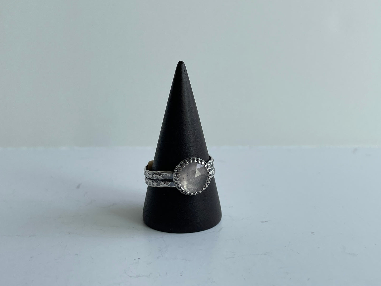 Rose Quartz and Sterling Ring - US 9.5