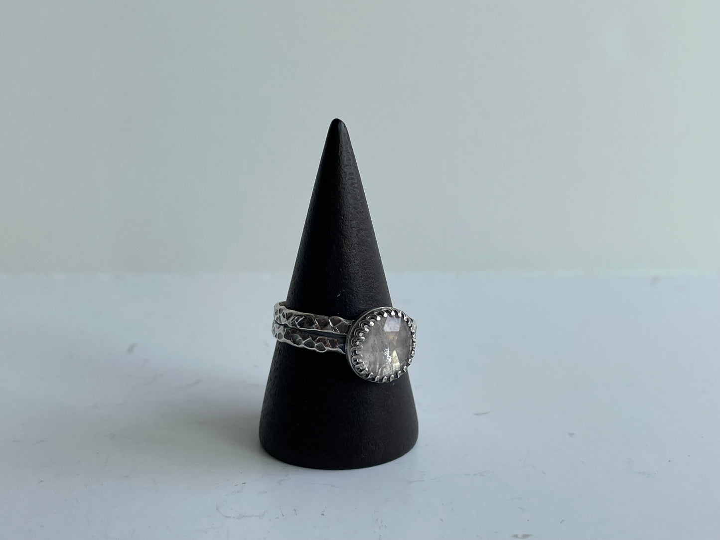 Rose Quartz and Sterling Ring - US 9.5
