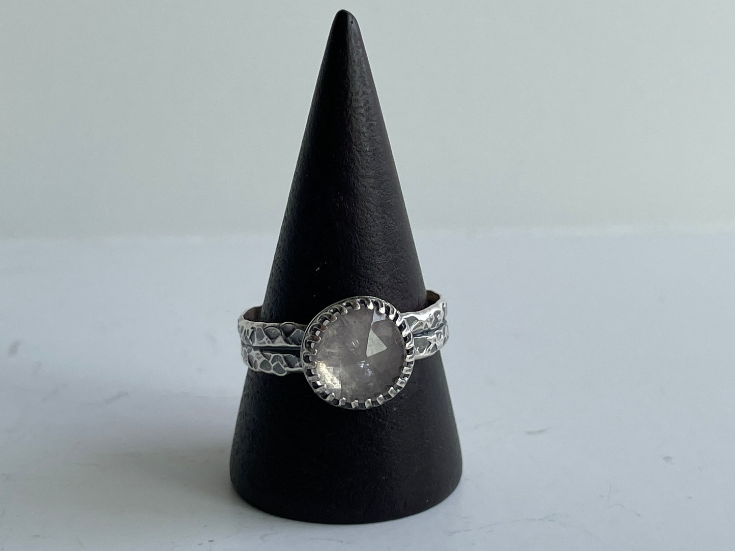 Rose Quartz and Sterling Ring - US 9.5