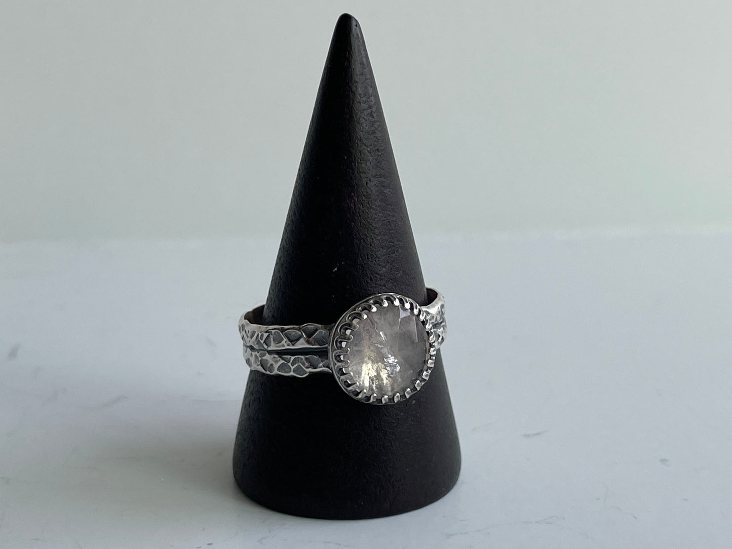 Rose Quartz and Sterling Ring - US 9.5