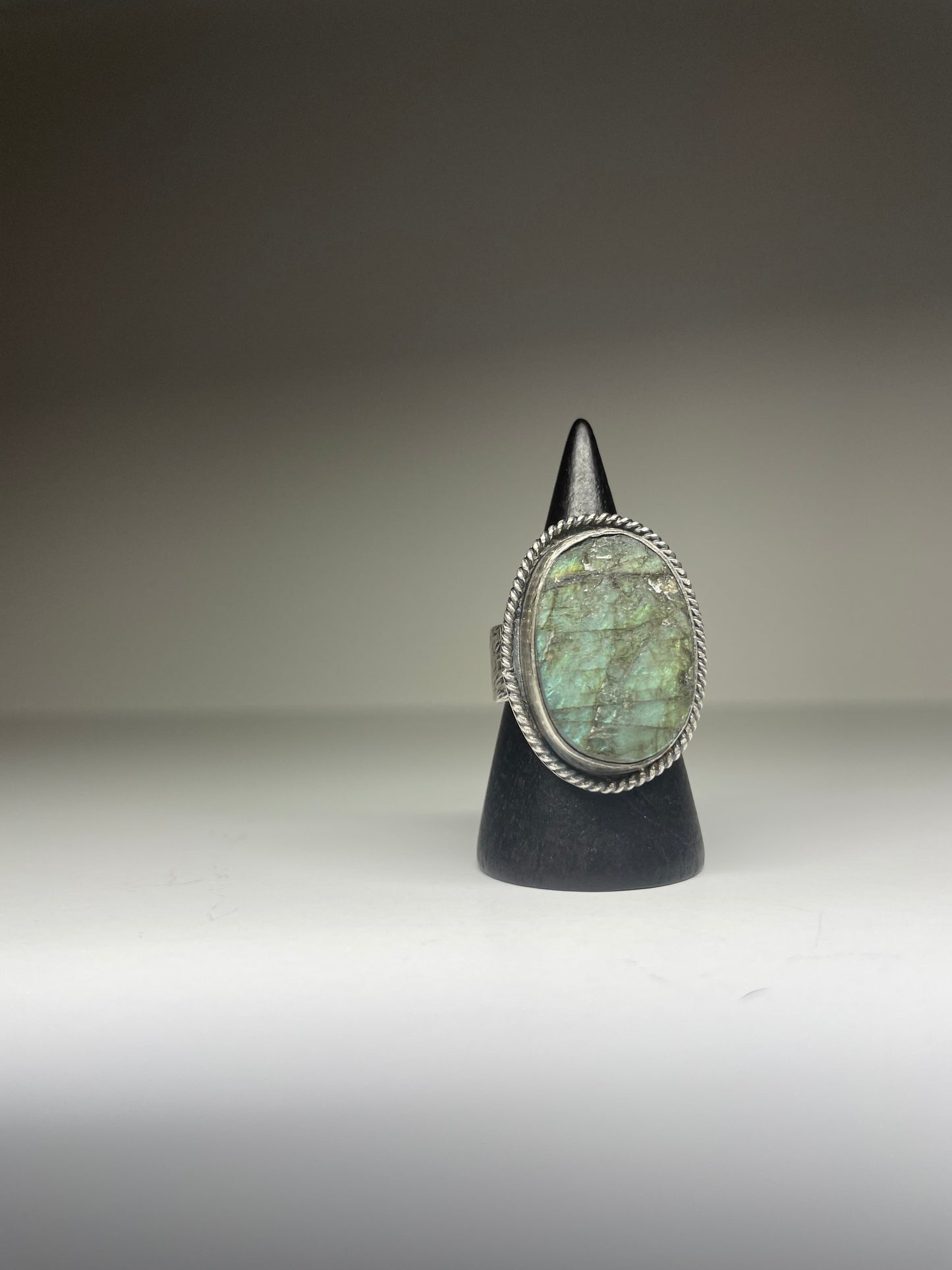 Raw Labradorite and Sterling Ring - US 7