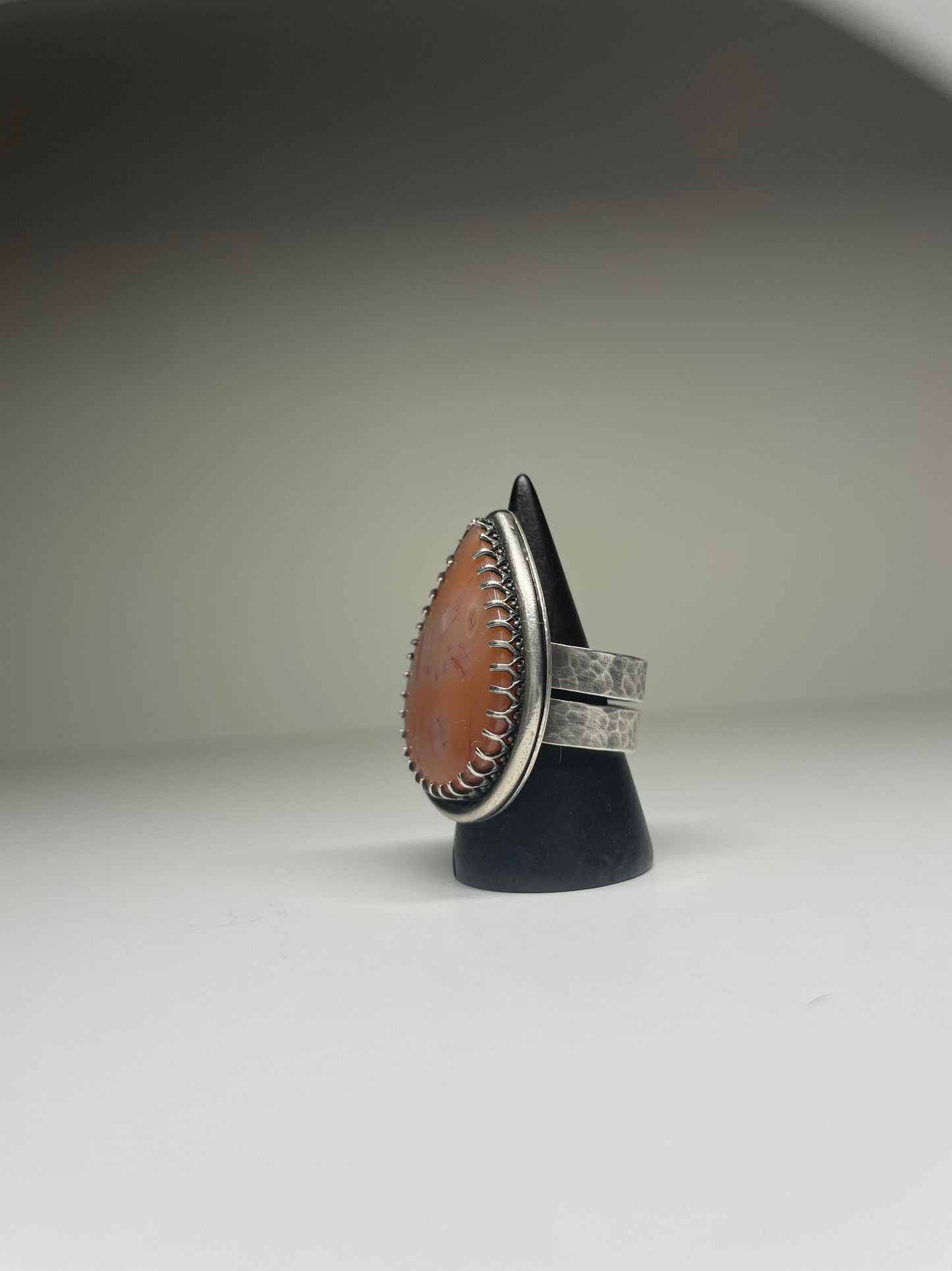 Tube Agate and Sterling Ring - US 8