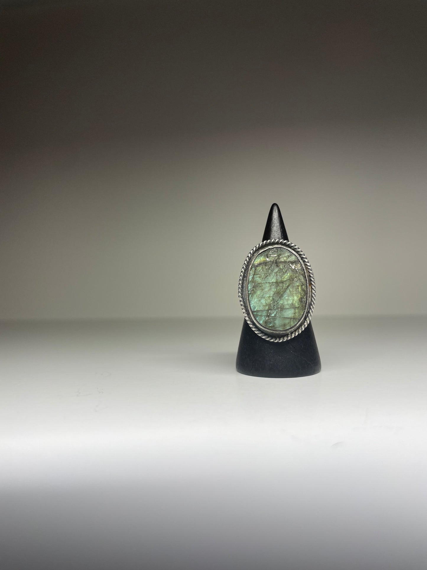 Raw Labradorite and Sterling Ring - US 7