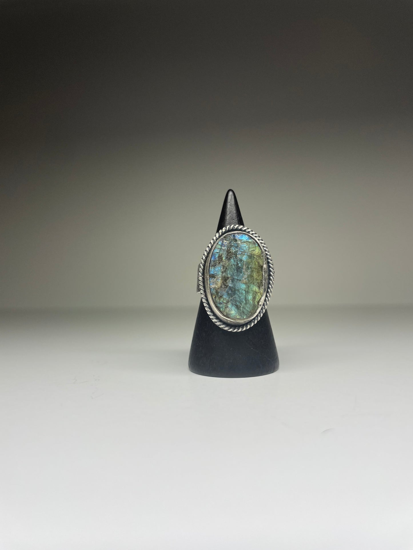 Raw Labradorite and Sterling Ring - US 5.75