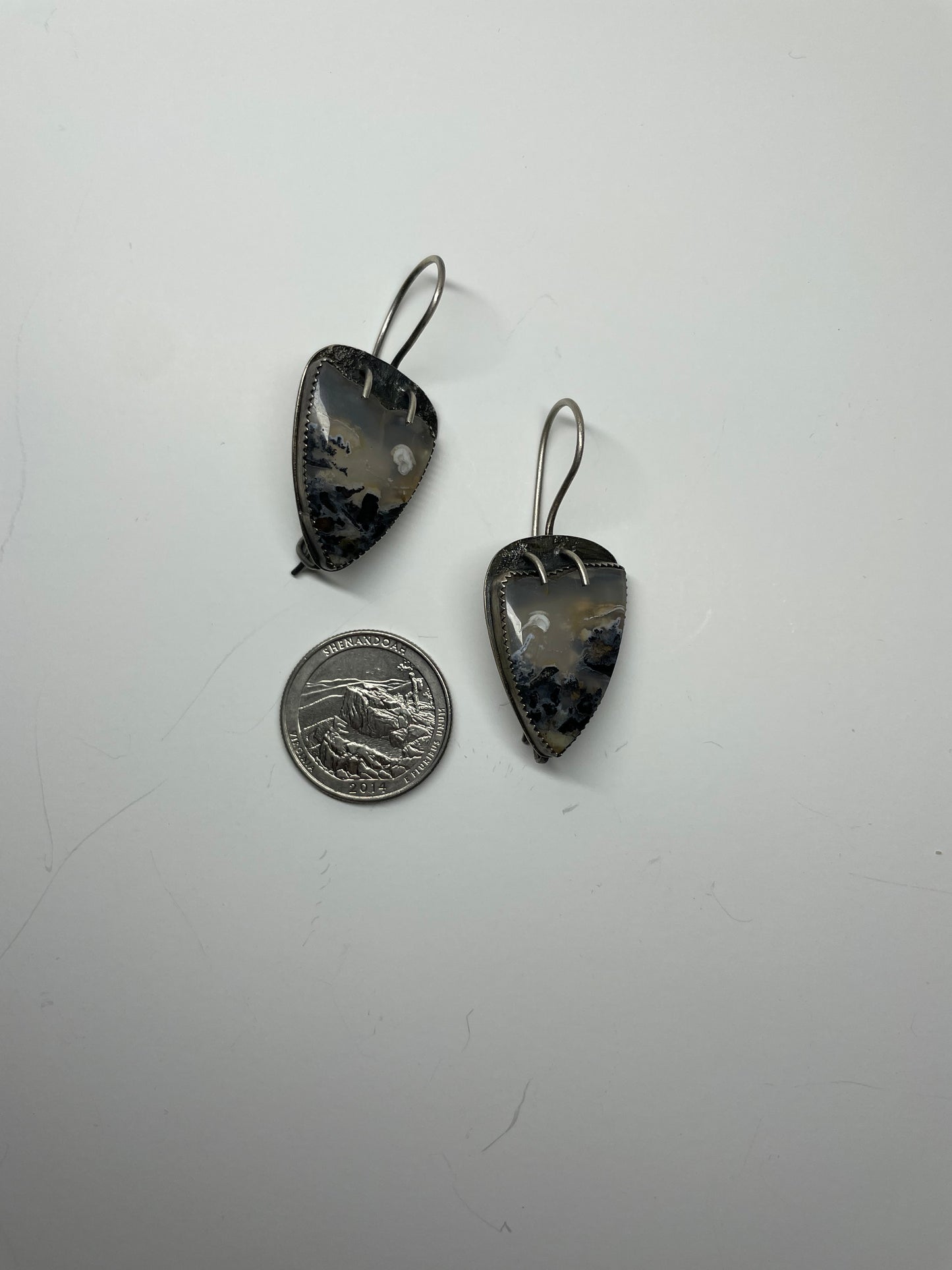 Druzy Opalized Moss and Sterling Dangles