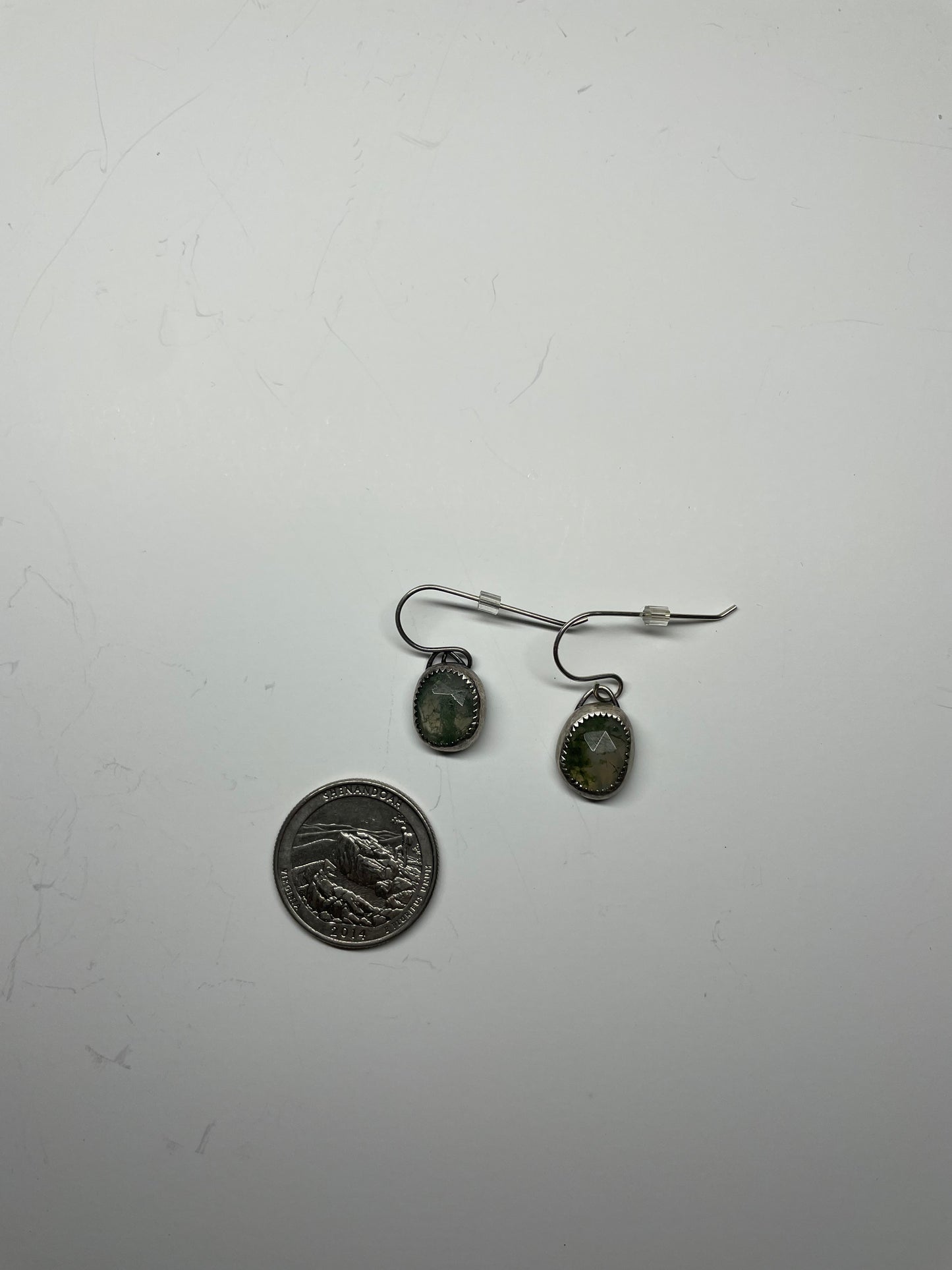 Faceted Moss Agate and Sterling Dangles